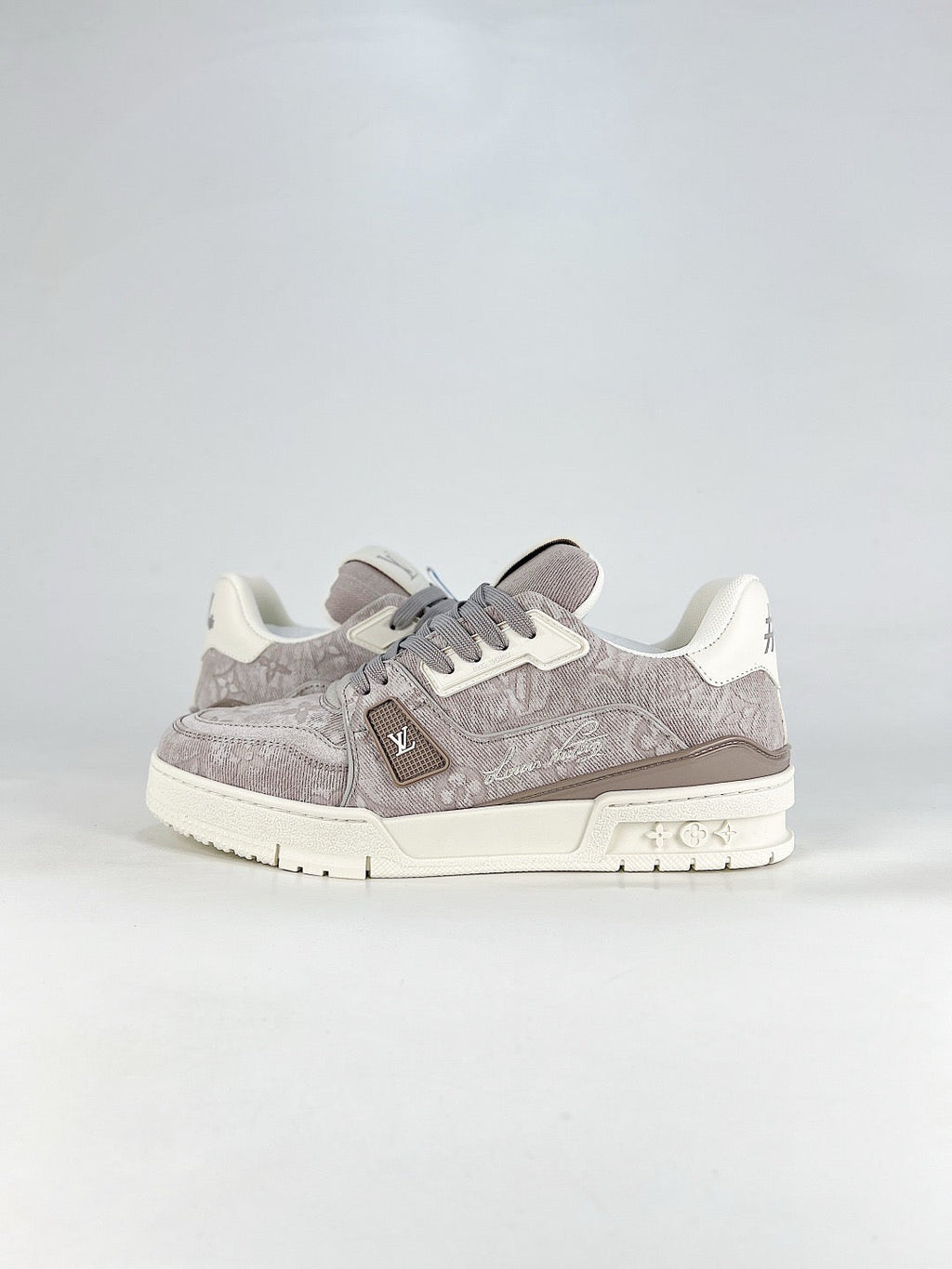 LV Trainer Sneakers Men Women Grey Brown Jacquard Casual Skate Shoes