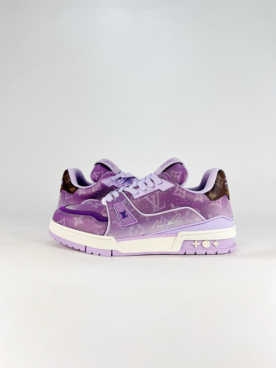 LV Trainer Sneakers Men Women Lavender Purple Gradient Monogram Casual Skate Shoes