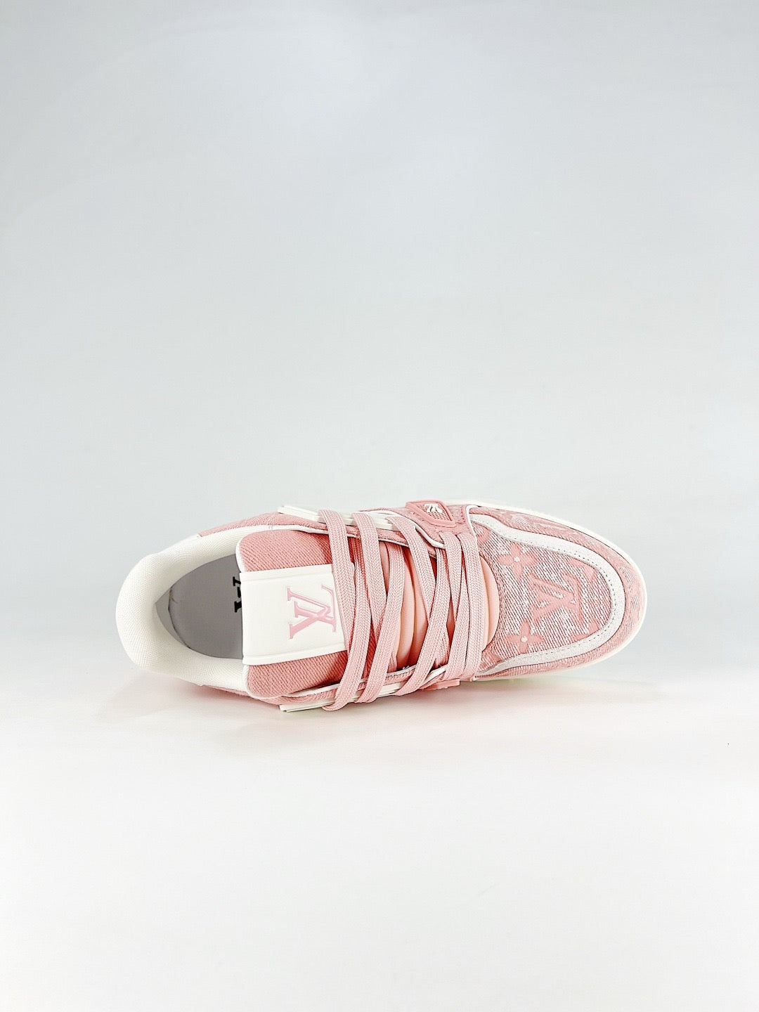 LV Trainer Sneakers Men Women Pink Monogram Jacquard Casual Skate Shoes