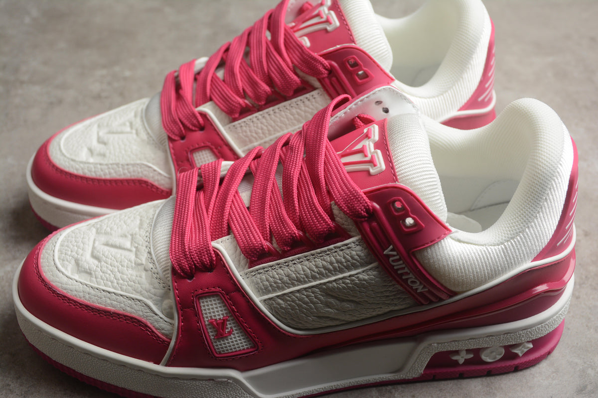 Louis Vuitton LV Trainer Leather Sneaker Unisex White Fuchsia