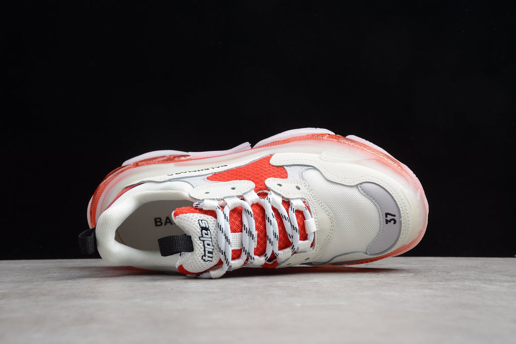 Balenciaga Triple S Thick Sole Running Sneakers for Men and Women White Red
