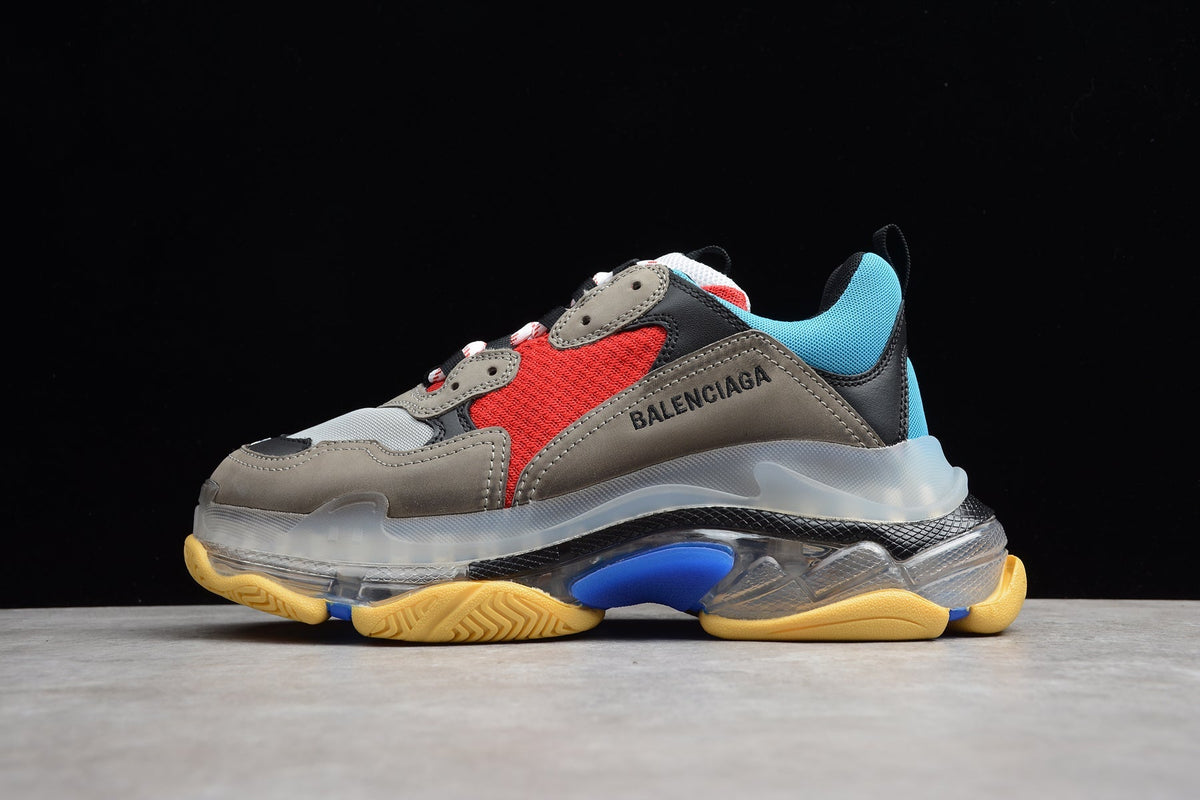 Balenciaga Triple S Thick Sole Running Sneakers forMen and Women Grey Red