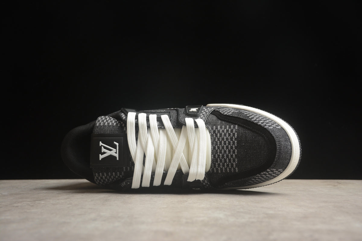 Louis Vuitton LV Trainer Leather Sneaker Unisex Black Knit Monogram