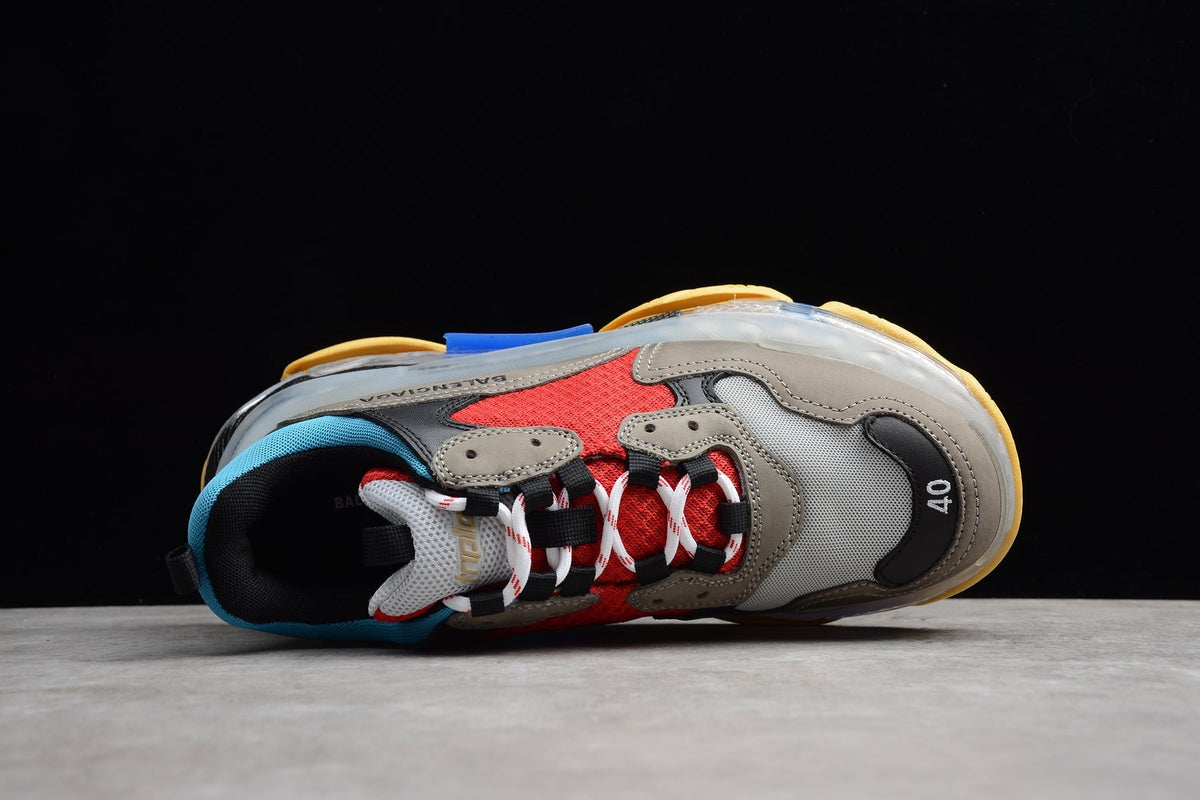 Balenciaga Triple S Thick Sole Running Sneakers forMen and Women Grey Red