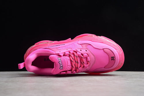 Balenciaga Triple S Thick Sole Running Sneakers for Men and Women Hot Pink