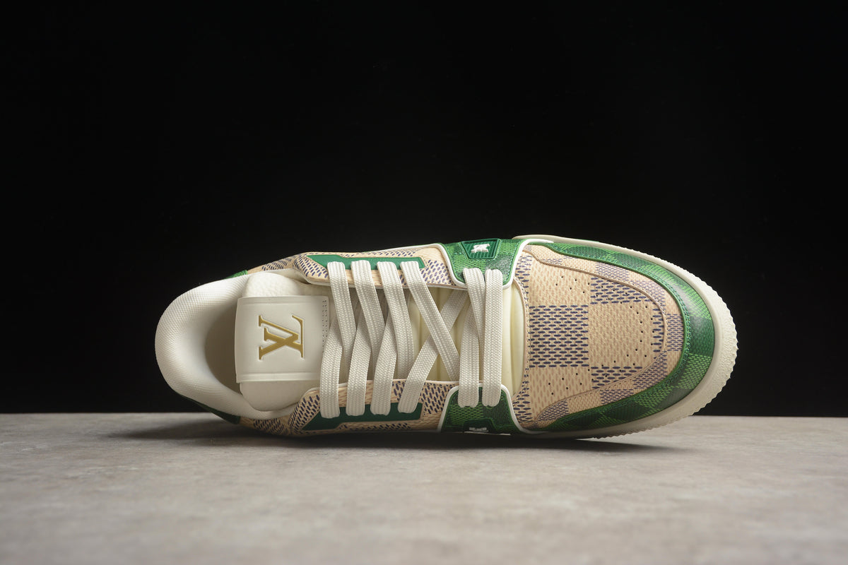 Louis Vuitton LV Trainer Leather Sneaker Green Checkerboard Unisex