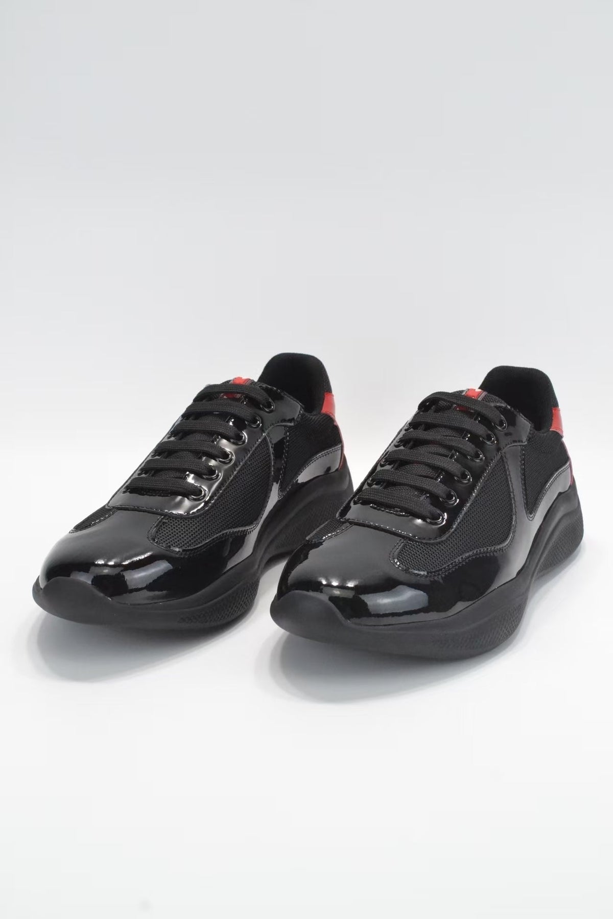 Prada America's Cup Low Top Sneakers  Leather Mesh Casual Walking Shoes Unisex black