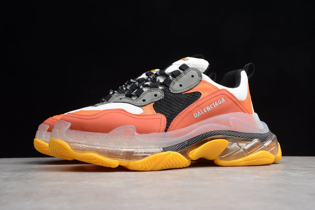 Balenciaga Triple S Thick Sole Running Sneakers for Men and Women Orange White Black