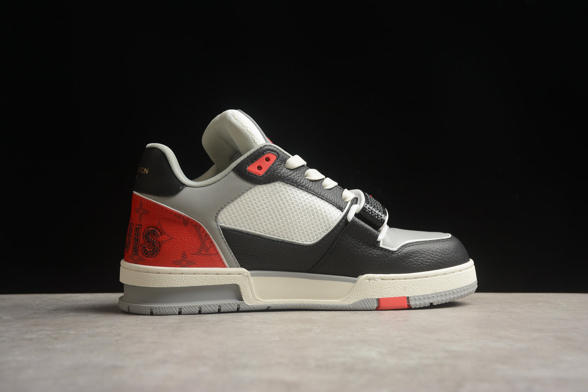 Louis Vuitton LV Trainer Leather Sneaker Black Grey Red Mesh Unisex