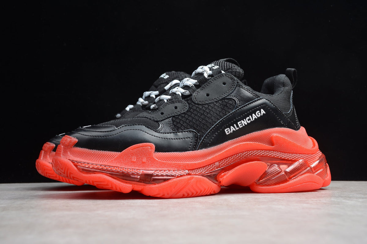 Balenciaga Triple S Thick Sole Running Sneakers for Men and Women Black Red