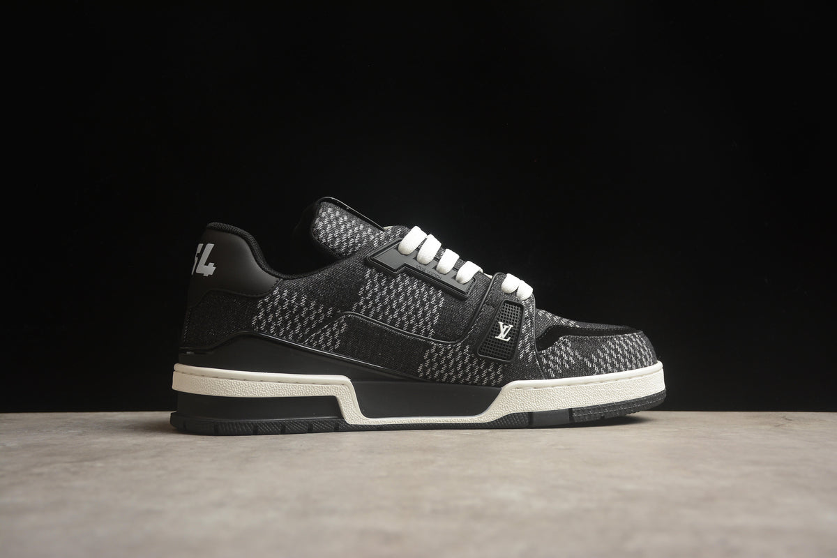 Louis Vuitton LV Trainer Leather Sneaker Unisex Black Knit Monogram
