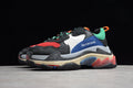 Balenciaga Triple S Thick Sole Running Sneakers for Men and Women Black Red Multi-color