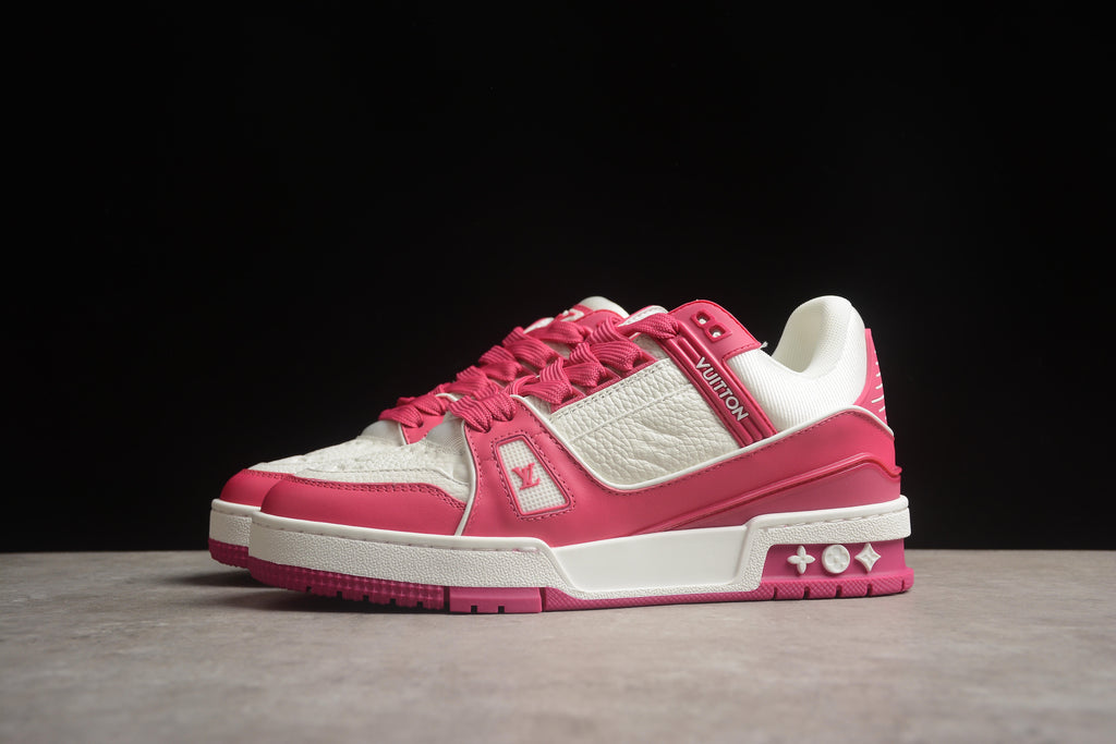 Louis Vuitton LV Trainer Leather Sneaker Unisex White Fuchsia