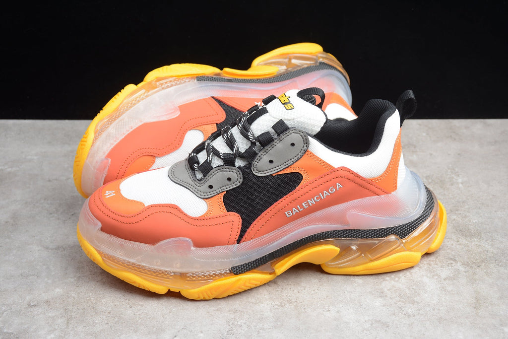 Balenciaga Triple S Thick Sole Running Sneakers for Men and Women Orange White Black