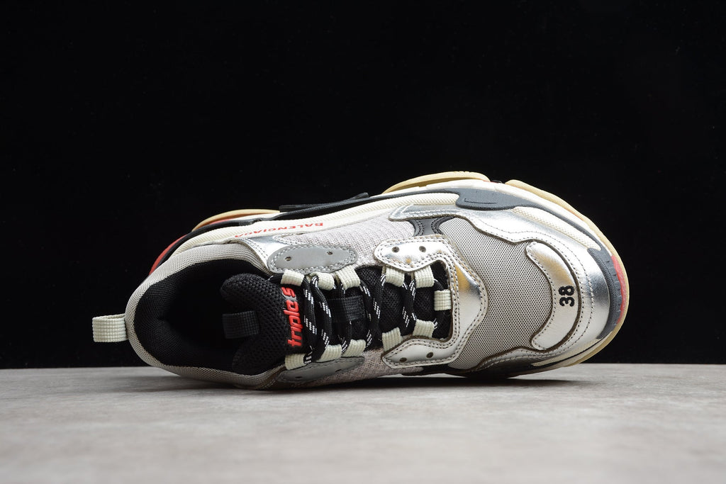 Balenciaga Triple S Thick Sole Running Sneakers for Men and Women Silver Grey