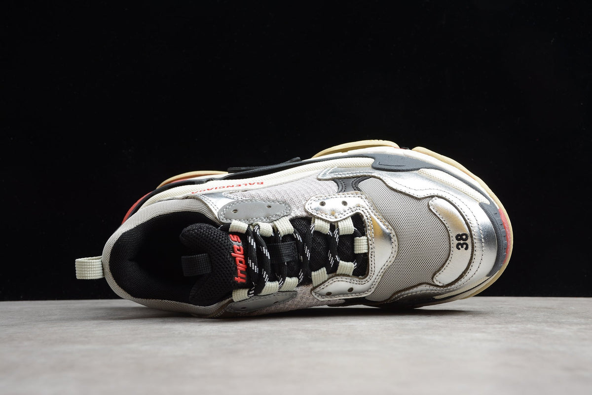 Balenciaga Triple S Thick Sole Running Sneakers for Men and Women Silver Grey