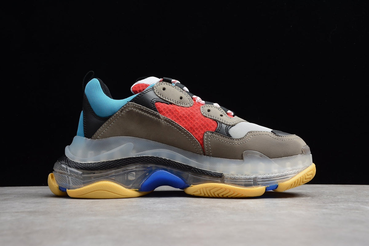 Balenciaga Triple S Thick Sole Running Sneakers forMen and Women Grey Red