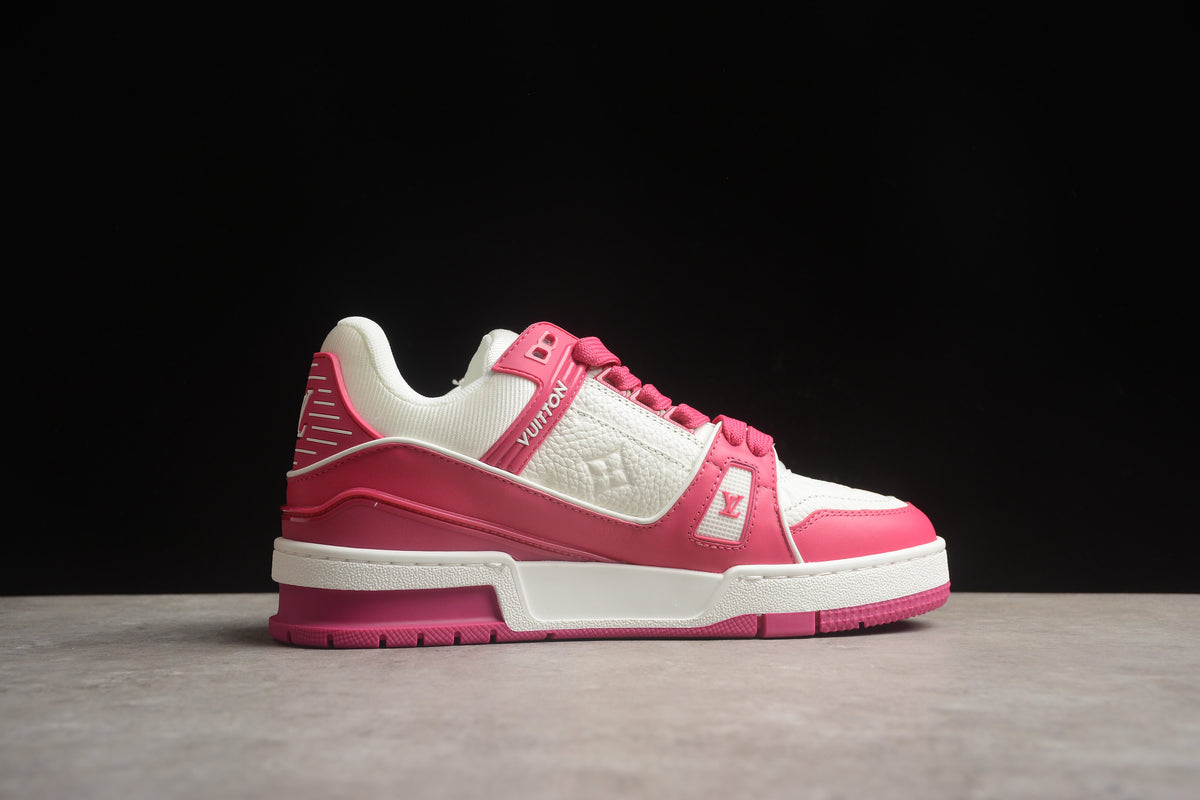 Louis Vuitton LV Trainer Leather Sneaker Unisex White Fuchsia