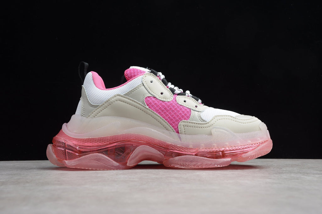 Balenciaga Triple S Thick Sole Running Sneakers for Women White Hot Pink Pink