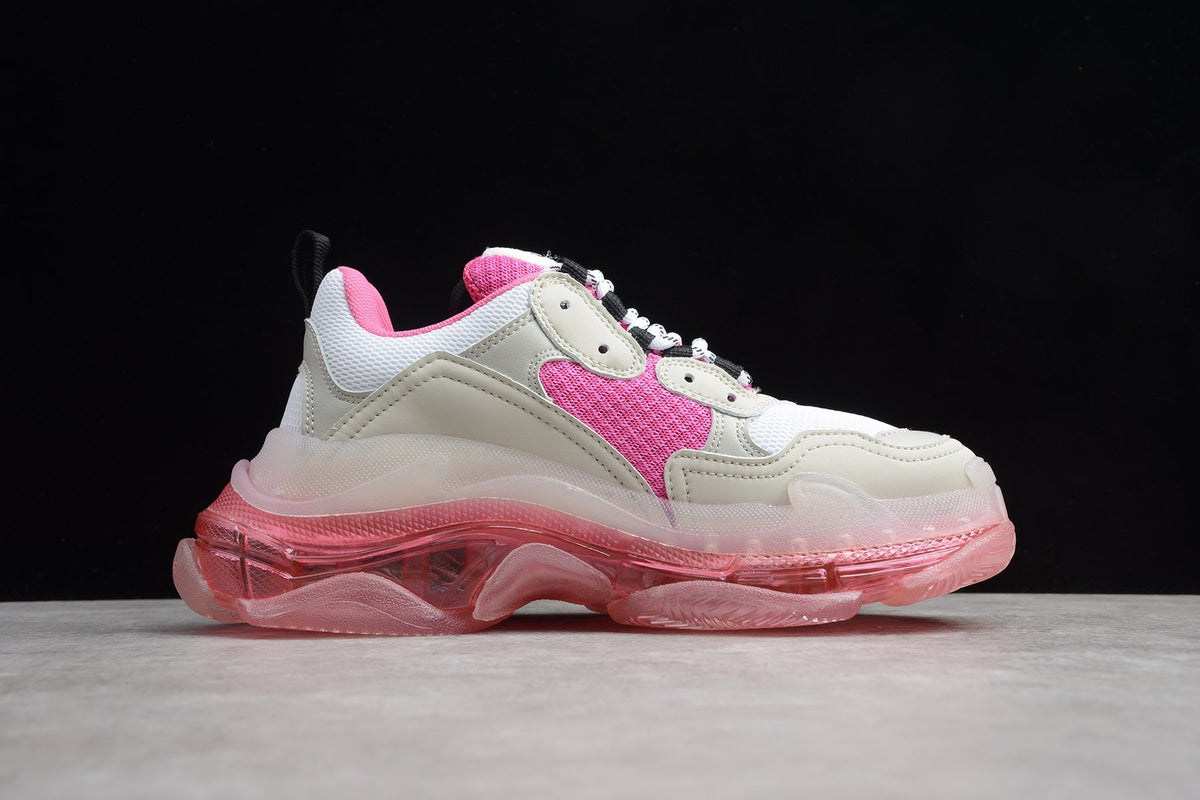 Balenciaga Triple S Thick Sole Running Sneakers for Women White Hot Pink Pink