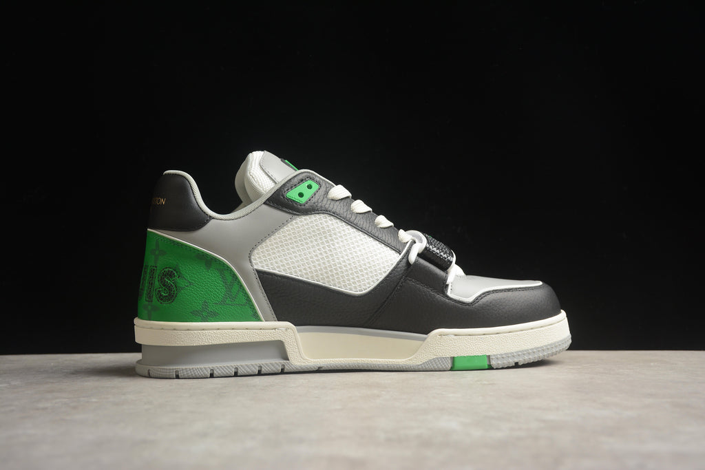 Louis Vuitton LV Trainer Leather Sneaker Unisex Grey Black Green