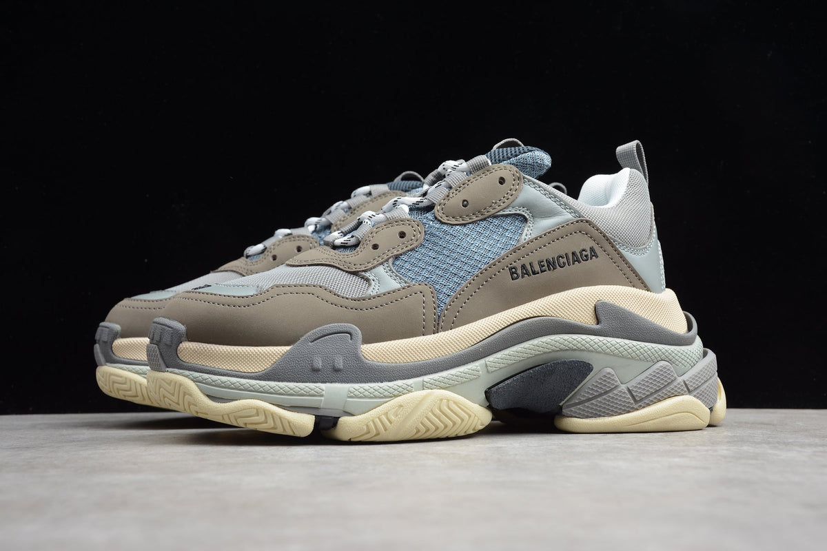 Balenciaga Triple S Thick Sole Running Sneakers for Men and Women Grey Blue Brown