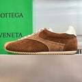 Bottega  Veneta BV Shot Unisex Slim Leather Retro Sneakers Tobacco / Brown Suede