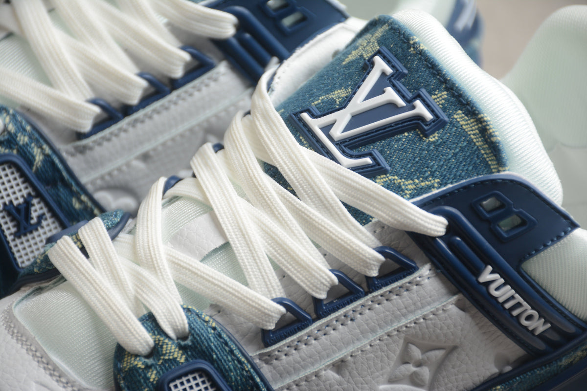 Louis Vuitton LV Trainer Unisex Casual Sneakers-Denim Blue