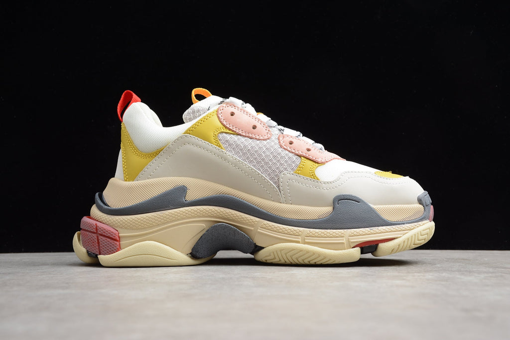 Balenciaga Triple S Thick Sole Running Sneakers for Men and Women White Pink Yellow