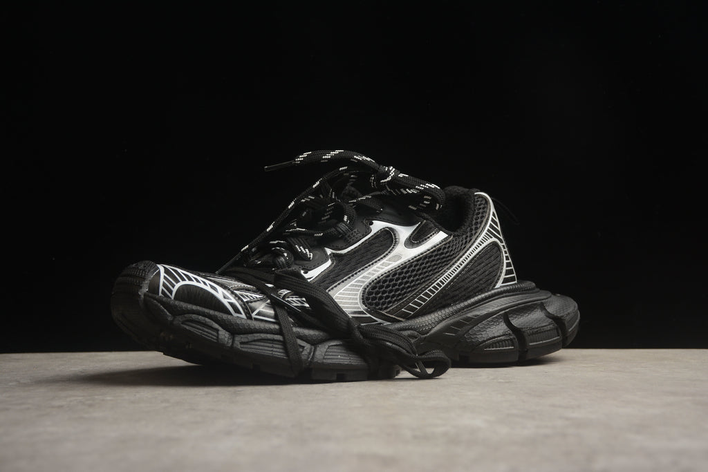 Balenciaga 3XL Unisex Sneakers – Distressed Chunky Style BLACK/BLACK SILVER