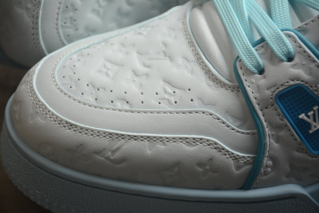 Louis Vuitton LV Trainer Leather Sneaker White Ice Blue Unisex