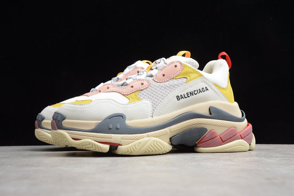 Balenciaga Triple S Thick Sole Running Sneakers for Men and Women White Pink Yellow