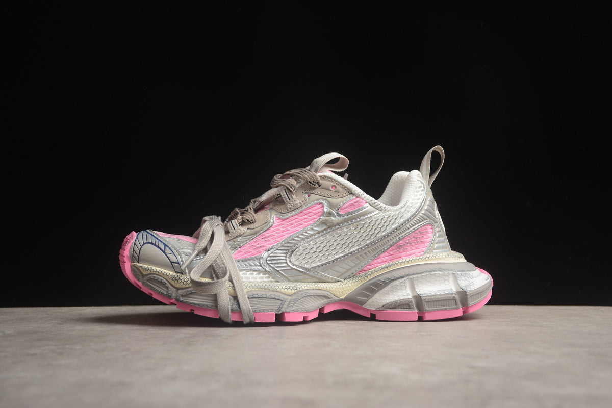 Balenciaga 3XL Unisex Sneakers – Distressed Chunky Style Silver / Pink