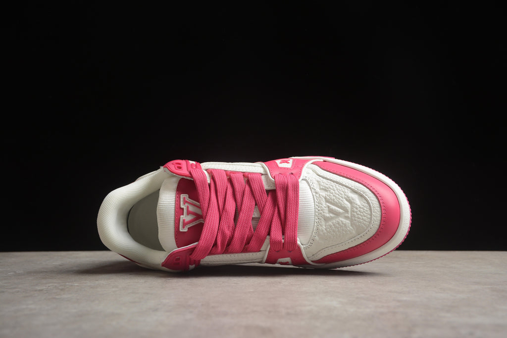 Louis Vuitton LV Trainer Leather Sneaker Unisex White Fuchsia