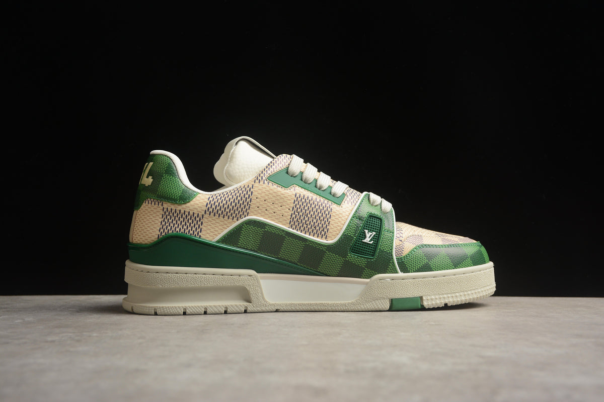 Louis Vuitton LV Trainer Leather Sneaker Green Checkerboard Unisex