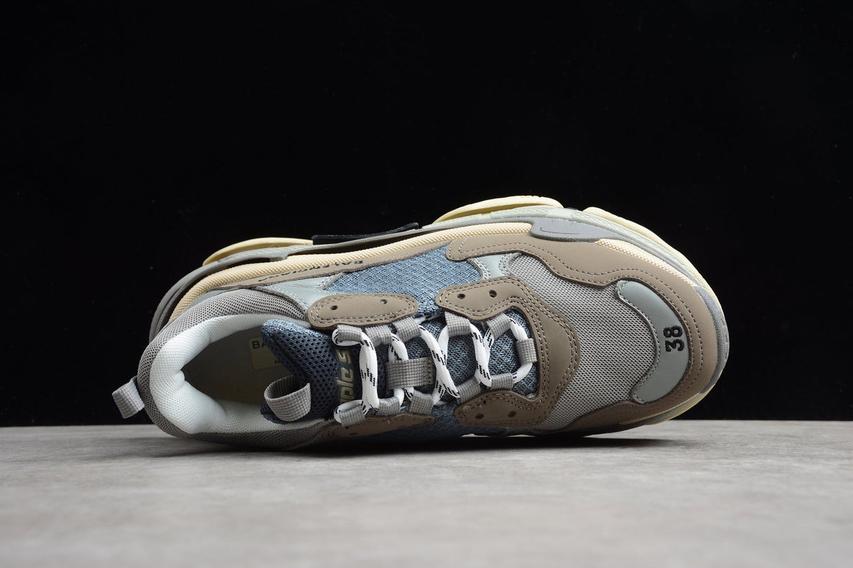 Balenciaga Triple S Thick Sole Running Sneakers for Men and Women Grey Blue Brown