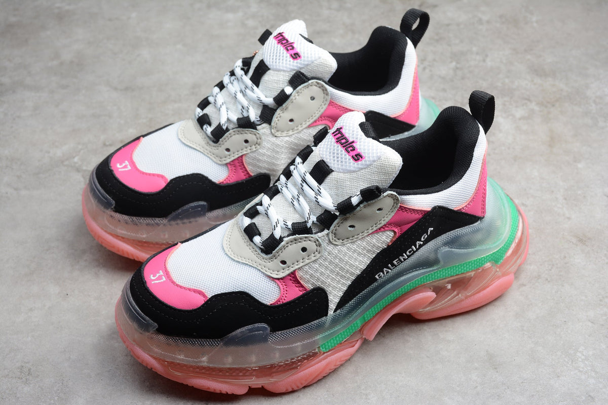 Balenciaga Triple S Thick Sole Running Sneakers for Men and Women White Black Pink Green