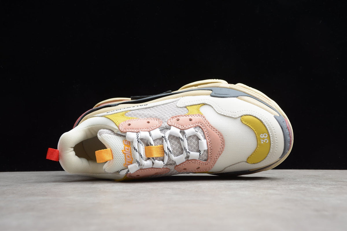 Balenciaga Triple S Thick Sole Running Sneakers for Men and Women White Pink Yellow