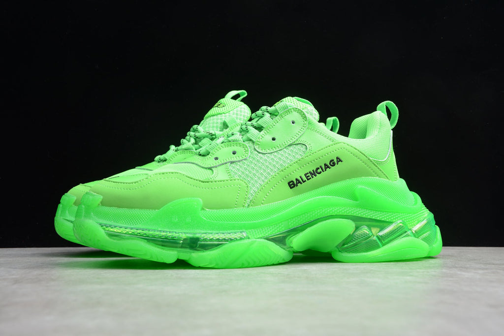 Balenciaga Triple S Thick Sole Running Sneakers for Men and Women Fluorescent Green