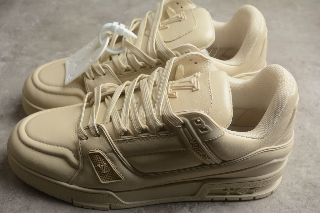 Louis Vuitton LV Trainer Leather Sneaker Full Khaki Solid Unisex