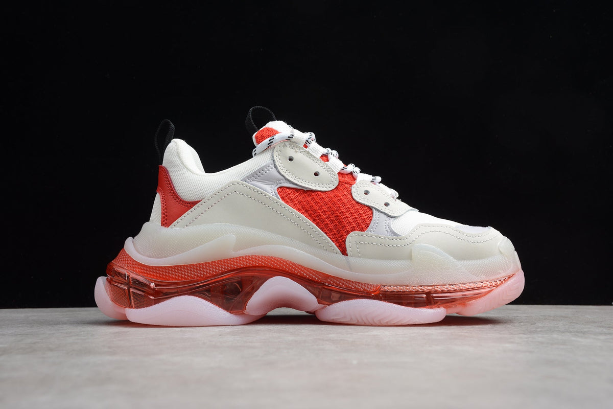 Balenciaga Triple S Thick Sole Running Sneakers for Men and Women White Red
