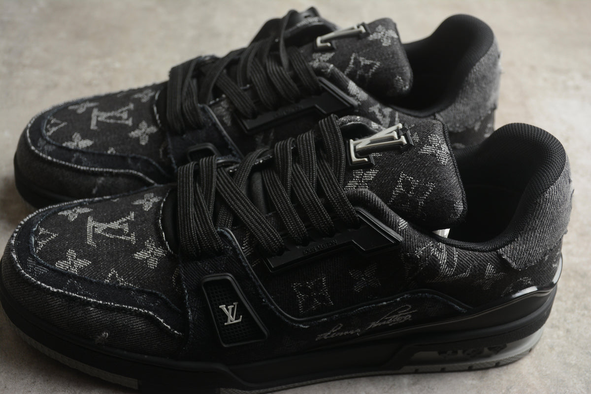 Louis Vuitton LV Trainer Leather Sneaker Black Denim Monogram Unisex