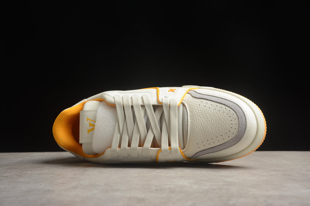 Louis Vuitton LV Trainer Leather Sneaker Unisex White Orange