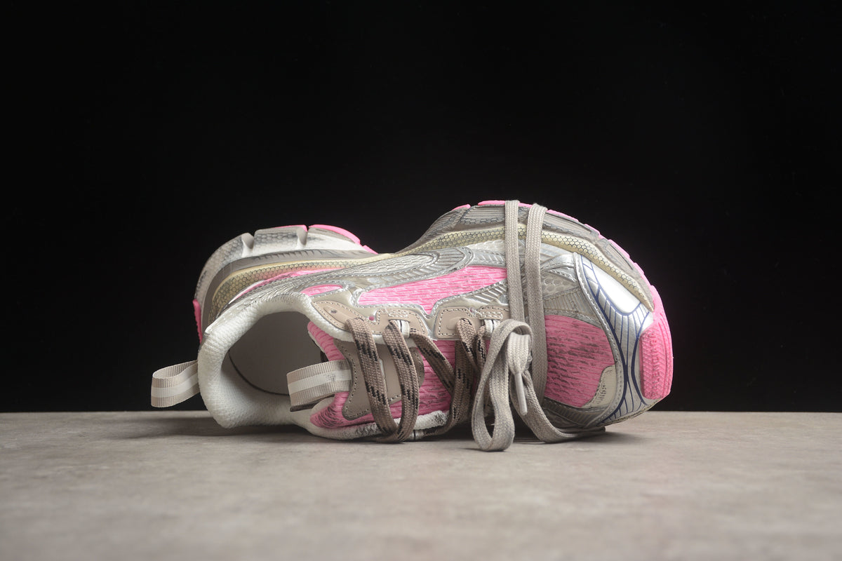 Balenciaga 3XL Unisex Sneakers – Distressed Chunky Style Silver / Pink