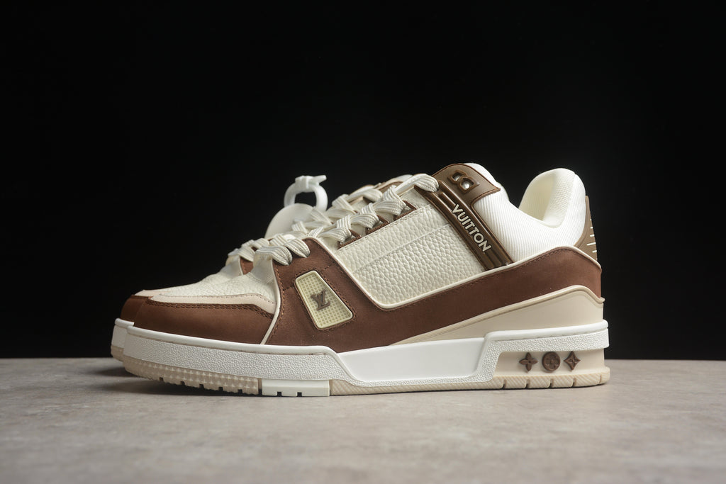 Louis Vuitton LV Trainer Leather Sneaker Unisex Cream Brown