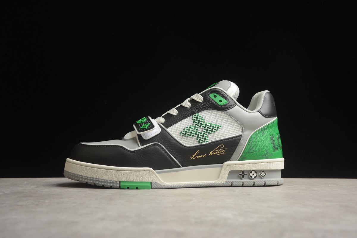 Louis Vuitton LV Trainer Leather Sneaker Unisex Grey Black Green