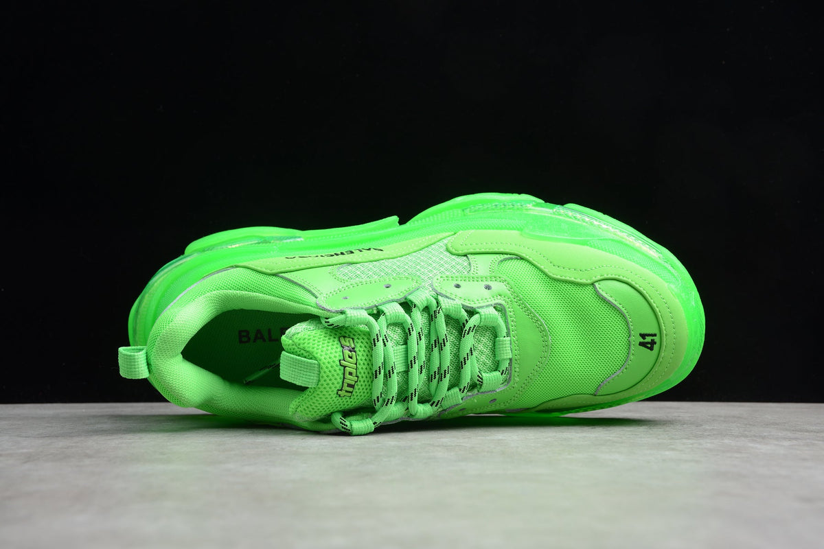 Balenciaga Triple S Thick Sole Running Sneakers for Men and Women Fluorescent Green