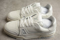 Louis Vuitton LV Trainer Leather Sneaker White Cement Grey Unisex