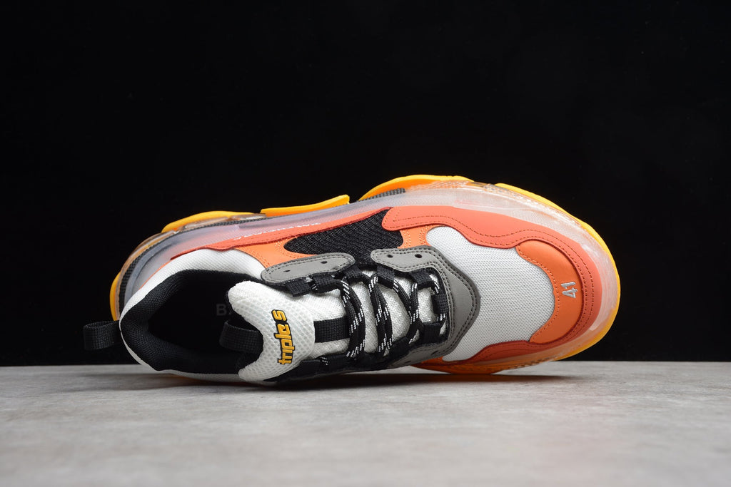 Balenciaga Triple S Thick Sole Running Sneakers for Men and Women Orange White Black
