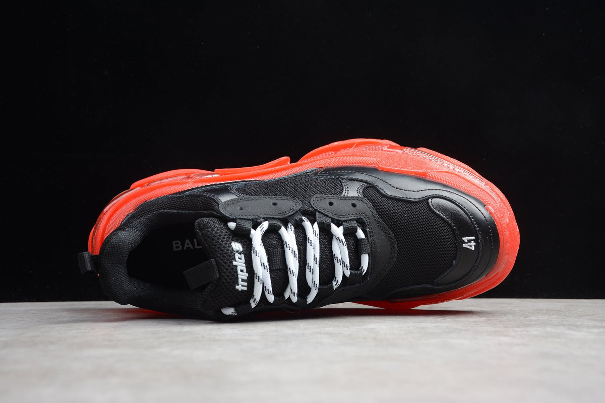 Balenciaga Triple S Thick Sole Running Sneakers for Men and Women Black Red
